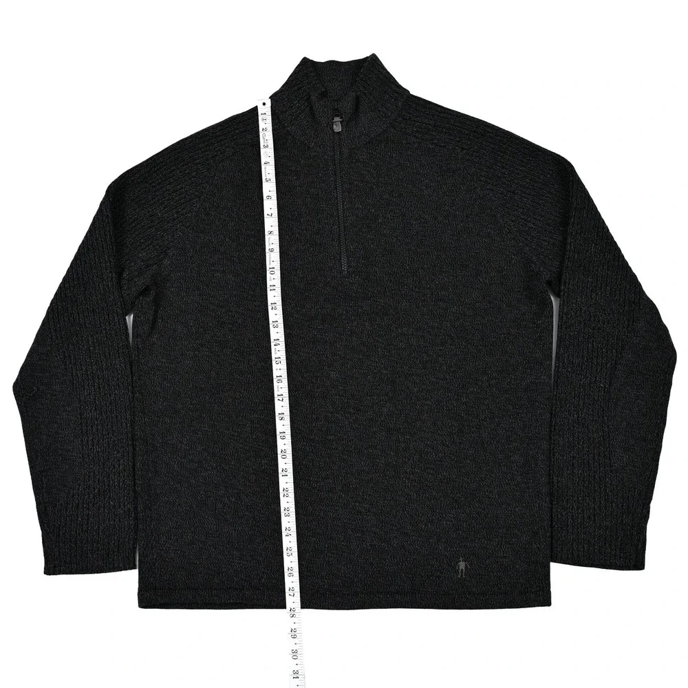 Smartwool Men's 100% Merino Wool Quarter 1/4 Zip Sweater Black Large Outdoor